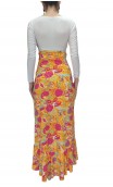 Saia Flamenco Amarela Floral c/Babado