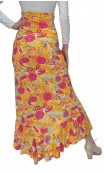 Saia Flamenco Amarela Floral c/Babado