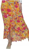 Saia Flamenco Amarela Floral c/Babado