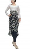 Midi Black w/white Flowers Tulle Skirt