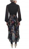 Falda Midi Túl Negra c/Flores