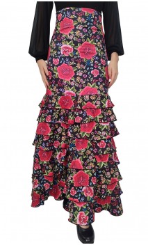 Falda Letizia Floral 8 Volantes