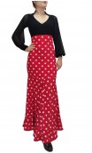 Virna Polka-Dots Long-Skirt Extra Godet