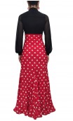 Virna Polka-Dots Long-Skirt Extra Godet