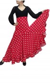 Virna Polka-Dots Long-Skirt Extra Godet