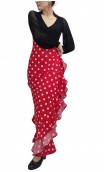 Virna Polka-Dots Long-Skirt Extra Godet