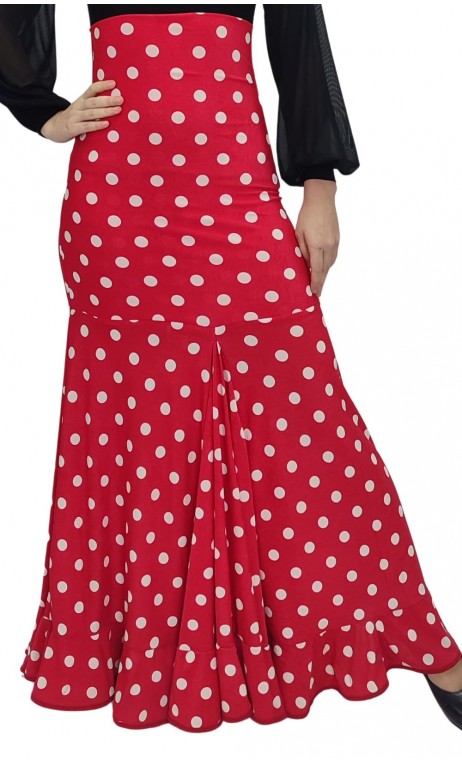 Virna Polka-Dots Long-Skirt Extra Godet