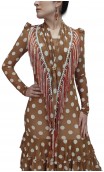 Beige w/White Polka-dots Flamenco Shawl w/Fringe