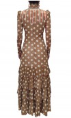 Beige w/White Polka-dots Flamenco Shawl w/Fringe