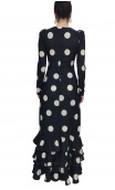 Vestido Flamenco de Bolas Preto e Branco 3 Babados