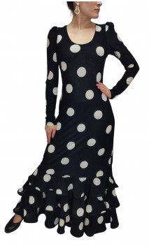 Black & White Polka-dots 3 Ruffles Flamenco Dress