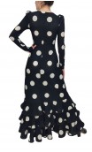 Vestido Flamenco de Lunares Negro y Blanco 3 Volantes