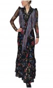 Mantoncillo Flamenco Azul Floral c/Flecos