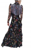 Xale Flamenco Floral Azul c/Franja