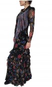 Xale Flamenco Floral Azul c/Franja