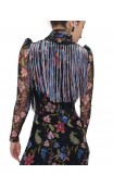 Xale Flamenco Floral Azul c/Franja