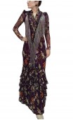 Xale Flamenco Floral Roxo c/Franja
