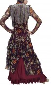 Xale Flamenco Floral Roxo c/Franja