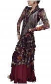 Xale Flamenco Floral Roxo c/Franja