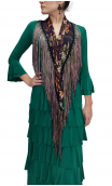 Xale Flamenco Floral Roxo c/Franja