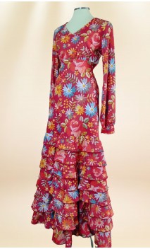 Conjunto Saia e Blusa Flamenca Vermelho Floral