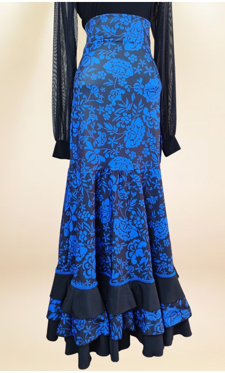 Saia Flamenca Preto c/Azul