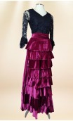 Saia Flamenca Veludo Bordô