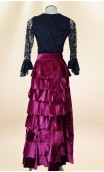 Falda Flamenca Terciopelo Burdeos