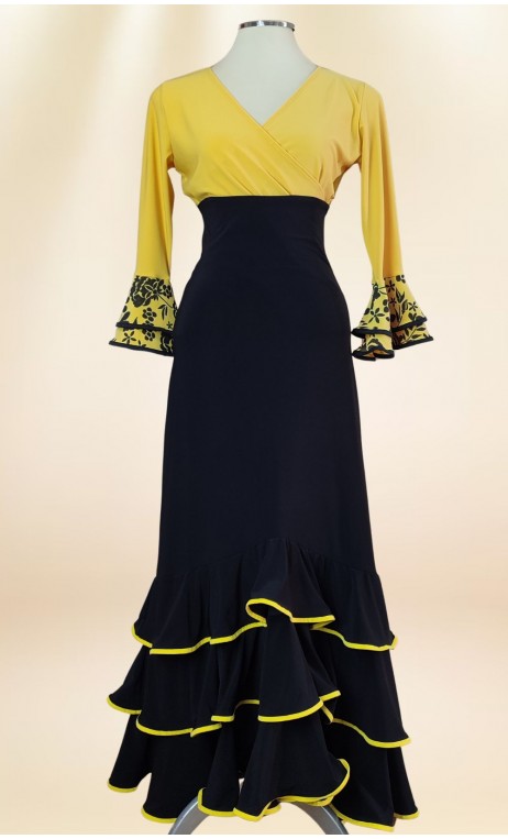 Yellow & Black Skirt & Blouse Flamenco Set