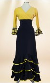 Conjunto Flamenco Saia e Blusa Preto e Amarelo