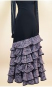 Saia Flamenca Preta c/Renda Lilás c/Lenço