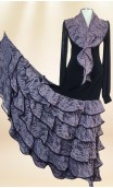 Falda Flamenca Negra c/Encajes Lilá y Pañuelo