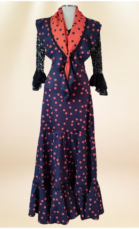 Black & Orange Flamenco Skirt w/Scarf