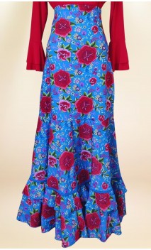 Saia Flamenca Azul Floral