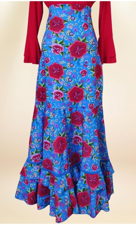 Falda Flamenco Azul Floral