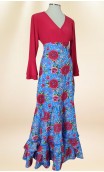Saia Flamenca Azul Floral