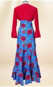 Blue Floral Flamenco Skirt