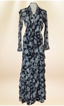 Vestido de Túl Estampado Negro y Blanco c/Pañuelo