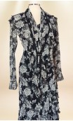 Vestido de Túl Estampado Negro y Blanco c/Pañuelo