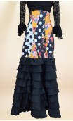 Printed Flamenco Skirt w/Black Ruffles & Scarf