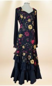 Vestido Flamenco Preto Floral