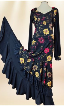 Black Floral Flamenco Dress