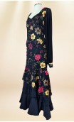 Vestido Flamenco Preto Floral