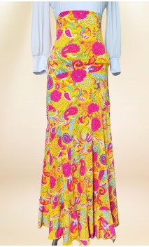 Saia Flamenca Godê Amarelo Floral
