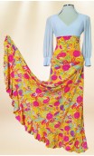 Yellow Floral Godet Flamenco Skirt