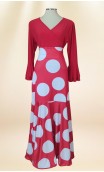 Conjunto Flamenco Saia e Blusa Vermelho c/Bolas Brancas