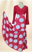 Conjunto Flamenco Falda & Blusa Rojo c/Lunares Blancos