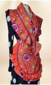 Conjunto Delantal y Pañuelo Naranja Floral