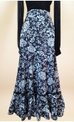 Floral White & Black Wrap Over Flamenco Skirt