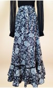 Floral White & Black Wrap Over Flamenco Skirt